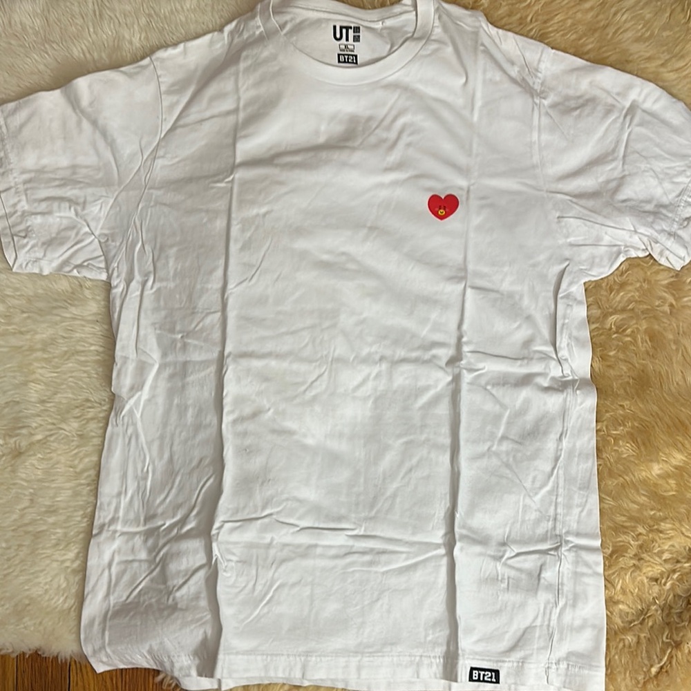 BT21 x Uniqlo White T-Shirt with Red Heart Patch
